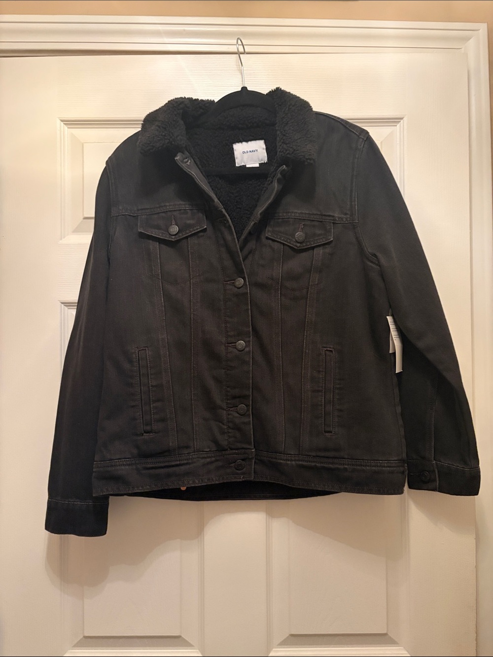 Old Navy Black Sherpa-Lined Jean Jacket